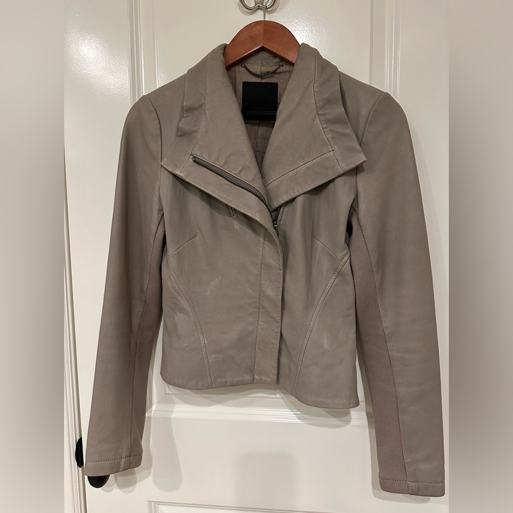 Gray leather jacket, small